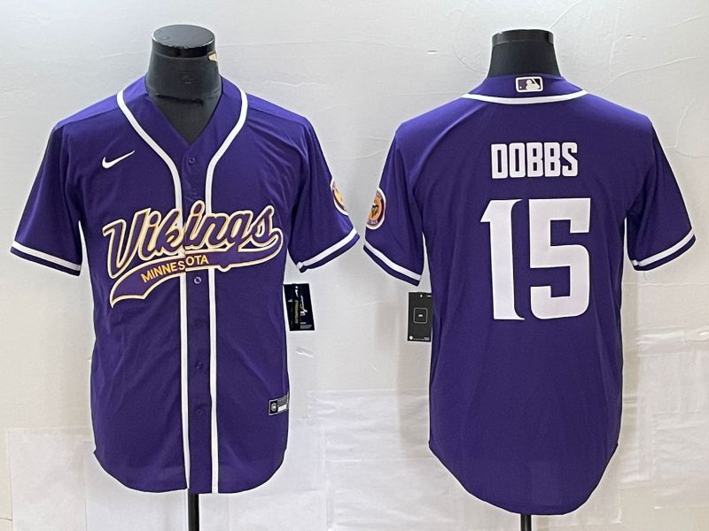 Men Minnesota Vikings #15 Dobbs Purple Nike 2023 Co Branding Game NFL Jersey style 1->women nfl jersey->Women Jersey